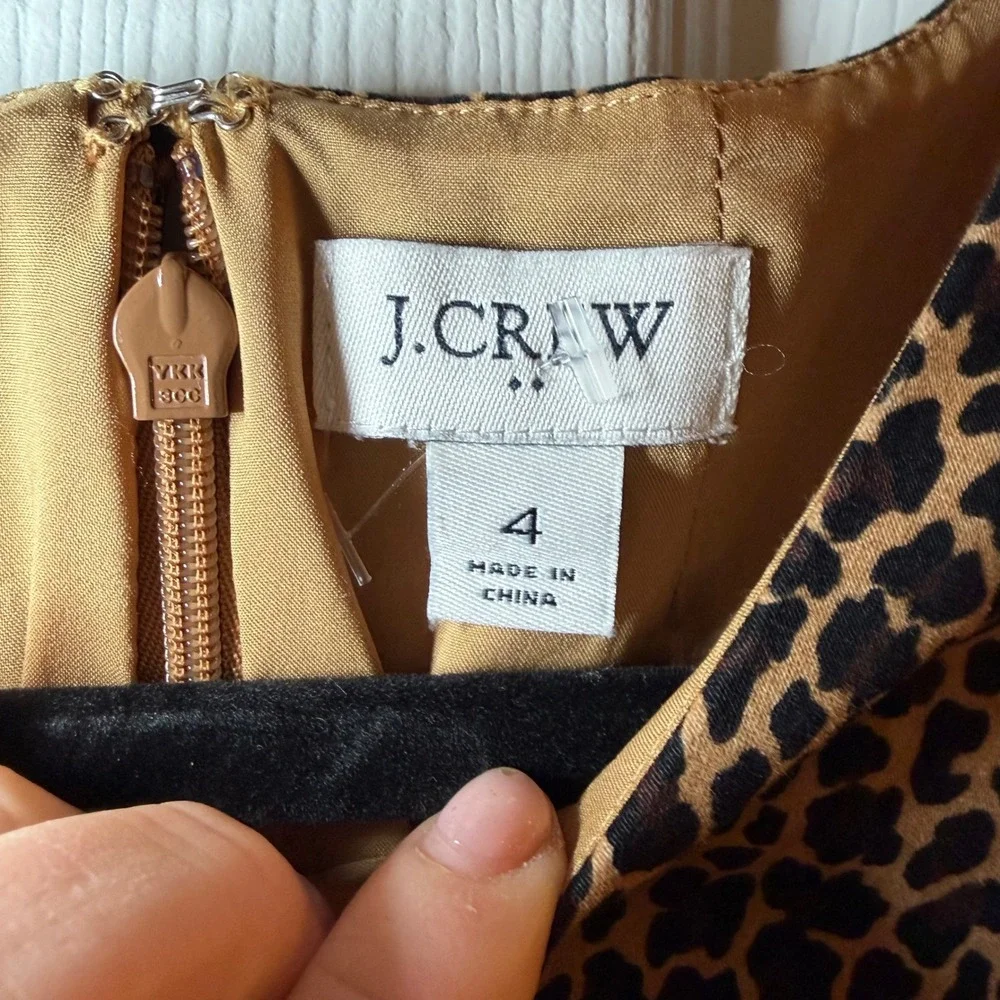 J.Crew Sheath Dress Leopard Print Tan Black Size 4 Animal Print Work Office - Picture 2 of 6